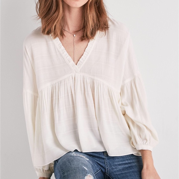 Lucky Brand Womens Plus Size Romantic Peasant Ruffle Top